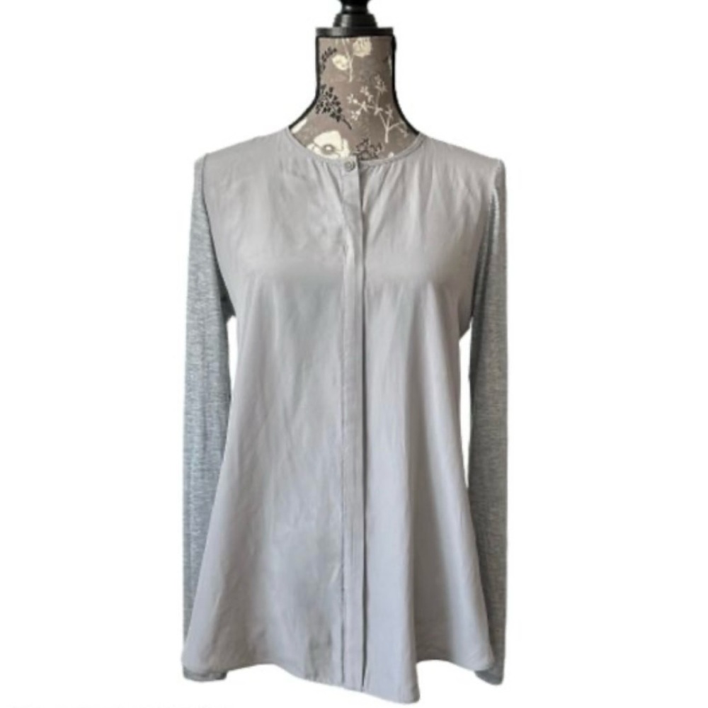 Lola & Sophie Women's Small Gray Long Sleeve Crew Neck Pullover Blouse/Shirt Top
